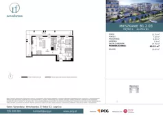 3 pokoje, mieszkanie 60,53 m², piętro 1, oferta nr B/1/2/03, Novaforma II, Legnica, ul. Chojnowska