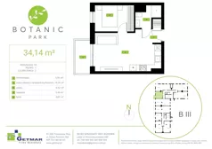 2 pokoje, mieszkanie 34,14 m², piętro 2, oferta nr 112, Botanic Park, Łódź, Polesie, Złotno, ul. Konstantynowska 66 C, D, E, F