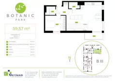 2 pokoje, mieszkanie 59,57 m², piętro 4, oferta nr 119, Botanic Park, Łódź, Polesie, Złotno, ul. Konstantynowska 66 C, D, E, F
