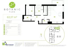 3 pokoje, mieszkanie 63,37 m², piętro 4, oferta nr 120, Botanic Park, Łódź, Polesie, Złotno, ul. Konstantynowska 66 C, D, E, F