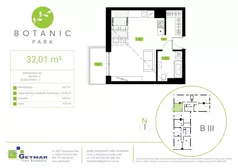1 pokój, mieszkanie 32,01 m², piętro 4, oferta nr 122, Botanic Park, Łódź, Polesie, Złotno, ul. Konstantynowska 66 C, D, E, F