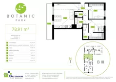 3 pokoje, mieszkanie 78,91 m², piętro 4, oferta nr 123, Botanic Park, Łódź, Polesie, Złotno, ul. Konstantynowska 66 C, D, E, F