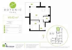 2 pokoje, mieszkanie 49,43 m², piętro 1, oferta nr 127, Botanic Park, Łódź, Polesie, Złotno, ul. Konstantynowska 66 C, D, E, F