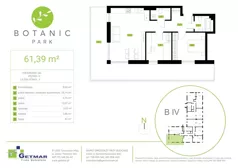 3 pokoje, mieszkanie 61,39 m², parter, oferta nr 143, Botanic Park, Łódź, Polesie, Złotno, ul. Konstantynowska 66 C, D, E, F