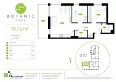 3 pokoje, mieszkanie 59,72 m², parter, oferta nr 144, Botanic Park, Łódź, Polesie, Złotno, ul. Konstantynowska 66 C, D, E, F