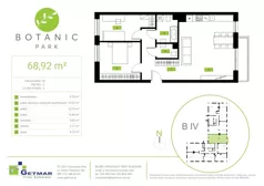3 pokoje, mieszkanie 68,92 m², piętro 2, oferta nr 151, Botanic Park, Łódź, Polesie, Złotno, ul. Konstantynowska 66 C, D, E, F