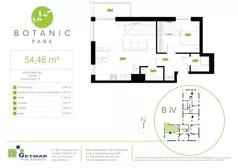 2 pokoje, mieszkanie 54,48 m², piętro 4, oferta nr 168, Botanic Park, Łódź, Polesie, Złotno, ul. Konstantynowska 66 C, D, E, F