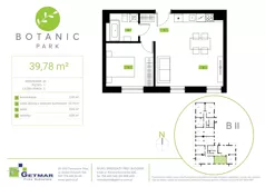 2 pokoje, mieszkanie 39,78 m², piętro 1, oferta nr 42, Botanic Park, Łódź, Polesie, Złotno, ul. Konstantynowska 66 C, D, E, F