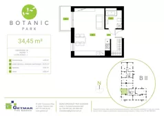 1 pokój, mieszkanie 34,45 m², piętro 3, oferta nr 54, Botanic Park, Łódź, Polesie, Złotno, ul. Konstantynowska 66 C, D, E, F