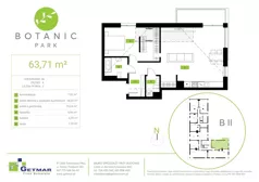 2 pokoje, mieszkanie 63,71 m², piętro 4, oferta nr 56, Botanic Park, Łódź, Polesie, Złotno, ul. Konstantynowska 66 C, D, E, F