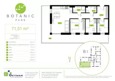 4 pokoje, mieszkanie 71,51 m², parter, oferta nr 6, Botanic Park, Łódź, Polesie, Złotno, ul. Konstantynowska 66 C, D, E, F