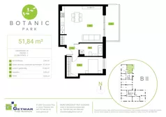 2 pokoje, mieszkanie 51,84 m², parter, oferta nr 61, Botanic Park, Łódź, Polesie, Złotno, ul. Konstantynowska 66 C, D, E, F