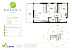 3 pokoje, mieszkanie 59,73 m², parter, oferta nr 7, Botanic Park, Łódź, Polesie, Złotno, ul. Konstantynowska 66 C, D, E, F