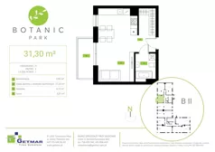 1 pokój, mieszkanie 31,30 m², piętro 2, oferta nr 71, Botanic Park, Łódź, Polesie, Złotno, ul. Konstantynowska 66 C, D, E, F