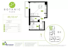 2 pokoje, mieszkanie 49,18 m², piętro 4, oferta nr 78, Botanic Park, Łódź, Polesie, Złotno, ul. Konstantynowska 66 C, D, E, F