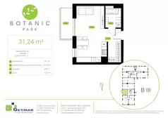 1 pokój, mieszkanie 31,24 m², piętro 2, oferta nr 89, Botanic Park, Łódź, Polesie, Złotno, ul. Konstantynowska 66 C, D, E, F