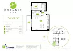 2 pokoje, mieszkanie 52,73 m², piętro 2, oferta nr 90, Botanic Park, Łódź, Polesie, Złotno, ul. Konstantynowska 66 C, D, E, F