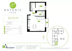2 pokoje, mieszkanie 52,75 m², piętro 3, oferta nr 95, Botanic Park, Łódź, Polesie, Złotno, ul. Konstantynowska 66 C, D, E, F