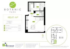 2 pokoje, mieszkanie 48,41 m², piętro 4, oferta nr 98, Botanic Park, Łódź, Polesie, Złotno, ul. Konstantynowska 66 C, D, E, F