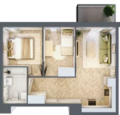 3 pokoje, mieszkanie 43,59 m², piętro 1, oferta nr A8, Nova Ceramiczna, Rzeszów, Przybyszówka, ul. Ceramiczna 505