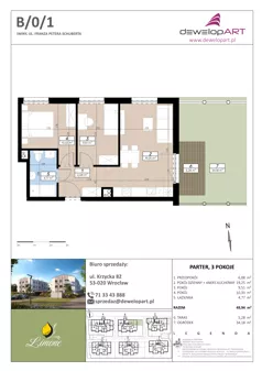 3 pokoje, mieszkanie 48,21 m², piętro 1, oferta nr D/1/3, Limone, Wrocław, Jagodno, ul. F. P. Schuberta