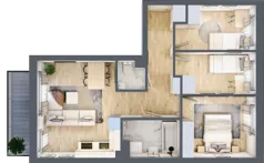 4 pokoje, mieszkanie 59,92 m², piętro 1, oferta nr A2/1/1, Accanto, Kiełczów, ul. Bawarska