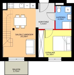 3 pokoje, mieszkanie 48,88 m², piętro 3, oferta nr B3/3/36, MONTANO, Polanica-Zdrój, al. Zwycięzców