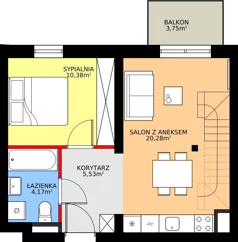 3 pokoje, mieszkanie 48,97 m², piętro 3, oferta nr B3/3/33, MONTANO, Polanica-Zdrój, al. Zwycięzców