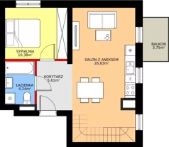3 pokoje, mieszkanie 57,08 m², piętro 3, oferta nr B4/3/39, MONTANO, Polanica-Zdrój, al. Zwycięzców