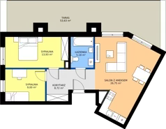3 pokoje, mieszkanie 63,58 m², piętro 3, oferta nr 3.M7, Calma 5, Wrocław, Krzyki-Partynice, Poświętne, ul. H. Kowarzyka