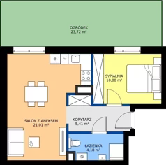 2 pokoje, mieszkanie 40,60 m², parter, oferta nr 0.M3, Calma 5, Wrocław, Krzyki-Partynice, Poświętne, ul. H. Kowarzyka