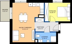 2 pokoje, mieszkanie 40,60 m², piętro 1, oferta nr 1.M3, Calma 5, Wrocław, Krzyki-Partynice, Poświętne, ul. H. Kowarzyka