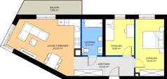 3 pokoje, mieszkanie 64,91 m², piętro 1, oferta nr 1.M9, Calma 5, Wrocław, Krzyki-Partynice, Poświętne, ul. H. Kowarzyka