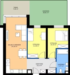 3 pokoje, mieszkanie 59,62 m², parter, oferta nr 0.M1, Calma 5, Wrocław, Krzyki-Partynice, Poświętne, ul. H. Kowarzyka