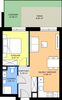 2 pokoje, mieszkanie 35,94 m², piętro 1, oferta nr 1.M5, Calma 5, Wrocław, Krzyki-Partynice, Poświętne, ul. H. Kowarzyka