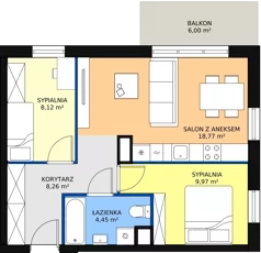3 pokoje, mieszkanie 49,09 m², piętro 1, oferta nr C.1.03, Osiedle Moderno, Środa Wielkopolska, ul. Topolska