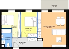 3 pokoje, mieszkanie 58,01 m², piętro 2, oferta nr C.2.08, Osiedle Moderno, Środa Wielkopolska, ul. Topolska