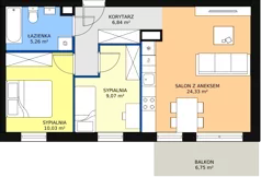3 pokoje, mieszkanie 54,95 m², piętro 3, oferta nr C.3.09, Osiedle Moderno, Środa Wielkopolska, ul. Topolska