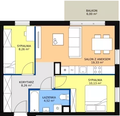 3 pokoje, mieszkanie 49,96 m², piętro 7, oferta nr C.7.27, Osiedle Moderno, Środa Wielkopolska, ul. Topolska