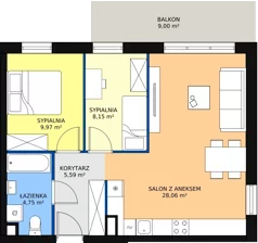 3 pokoje, mieszkanie 55,77 m², piętro 1, oferta nr D 1.09, Osiedle Moderno, Środa Wielkopolska, ul. Topolska