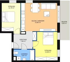 3 pokoje, mieszkanie 63,37 m², piętro 1, oferta nr D 1.10, Osiedle Moderno, Środa Wielkopolska, ul. Topolska