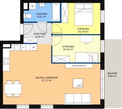 3 pokoje, mieszkanie 66,79 m², piętro 2, oferta nr D 2.15, Osiedle Moderno, Środa Wielkopolska, ul. Topolska