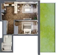 2 pokoje, mieszkanie 47,37 m², parter, oferta nr B7, Augustówka Residence, Warszawa, Mokotów, Augustówka, ul. Kostrzyńska 18