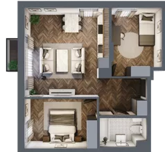 3 pokoje, mieszkanie 56,27 m², piętro 1, oferta nr B37, Augustówka Residence, Warszawa, Mokotów, Augustówka, ul. Kostrzyńska 18