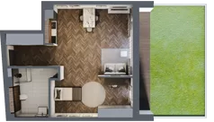 2 pokoje, apartament 58,88 m², parter, oferta nr M02, Apartamenty Orkana, Warszawa, Mokotów, Ksawerów, ul. Orkana 12