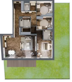 4 pokoje, apartament 130,89 m², parter, oferta nr M03, Apartamenty Orkana, Warszawa, Mokotów, Ksawerów, ul. Orkana 12