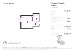 1 pokój, mieszkanie 32,90 m², parter, oferta nr 2.C.0.08, Murapol Osiedle Faktoria, Łódź, Polesie, Stare Polesie, al. 1 Maja