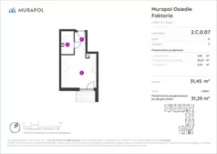 1 pokój, mieszkanie 31,29 m², parter, oferta nr 2.C.0.07, Murapol Osiedle Faktoria, Łódź, Polesie, Stare Polesie, al. 1 Maja