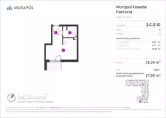 1 pokój, mieszkanie 27,92 m², parter, oferta nr 2.C.0.10, Murapol Osiedle Faktoria, Łódź, Polesie, Stare Polesie, al. 1 Maja