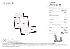 1 pokój, mieszkanie 36,77 m², parter, oferta nr 3.B.0.10, Murapol Agosto, Łódź, Polesie, Stare Polesie, ul. 6 Sierpnia